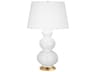 Triple Gourd Lily Glazed White Buffet Lamp