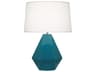 Delta Table Lamp in Peacock Glazed Ceramic