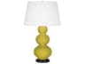 Triple Gourd Citron Glazed Yellow Buffet Lamp