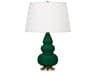 Small Triple Gourd Jungle Glazed Green Table Lamp