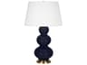 Triple Gourd Midnight Blue Glazed Buffet Lamp