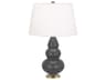 Small Triple Gourd Matte Ash Glazed Gray Table Lamp