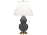 Small Double Gourd Matte Ash Glazed Gray Table Lamp