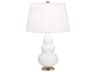 Small Triple Gourd Matte Daisy Glazed White Table Lamp