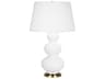 Triple Gourd Matte Daisy Glazed White Buffet Lamp