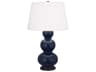 Triple Gourd Matte Midnight Blue Glazed Buffet Lamp