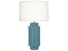 Dolly Matte Steel Blue Glazed Textured Buffet Lamp