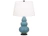 Small Triple Gourd Matte Steel Blue Glazed Table Lamp