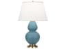 Double Gourd Matte Steel Blue Glazed Buffet Lamp