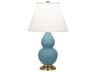 Small Double Gourd Matte Steel Blue Glazed Table Lamp