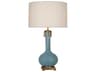 Athena Matte Steel Blue Glazed Aged Brass Buffet Lamp