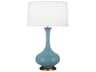 Pike Matte Steel Blue Glazed Aged Brass Buffet Lamp