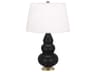 Small Triple Gourd Matte Obsidian Glazed Black Table Lamp