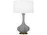 Pike Matte Smoky Taupe Glazed Aged Brass Gray Buffet Lamp