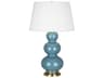 Triple Gourd Steel Blue Glazed Buffet Lamp