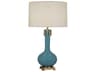 Athena Table Lamp in Steel Blue Glazed Ceramic