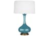 Pike Steel Blue Glazed Aged Brass Buffet Lamp