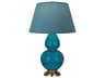 Double Gourd Peacock Glazed Blue Buffet Lamp