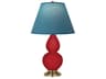 Small Double Gourd Ruby Red Glazed Table Lamp