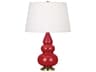 Small Triple Gourd Ruby Red Glazed Table Lamp