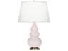 Small Triple Gourd Rose Water Glazed Pink Table Lamp