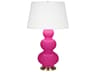 Triple Gourd Razzle Rose Glazed Pink Buffet Lamp