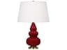 Small Triple Gourd Sangria Glazed Red Table Lamp