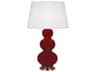 Triple Gourd Sangria Glazed Red Buffet Lamp