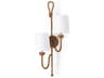 2-Light Natural Polished Brass Brown Wall Sconce