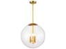 Cafe 3-Light Natural Brass Glass Globe Pendant