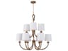 9-Light Natural Polished Brass Brown Empire Tiered Chandelier