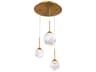 Quest 3-Light Aged Brass Globe Mini Pendant