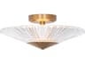 Origami 1-Light Aged Brass Crystal LED Dome Linear Semi Flush Mount