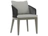 Capri Teak Wood Smoke Grey Dining Arm Chair in Copacabana Marble