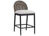 Calandri Counter Stool in Black Wicker and Boucle