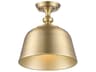 Berg 1-Light Warm Brass Bell Semi Flush Mount