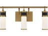 Abel 3-Light Matte Black Warm Brass Glass LED Vanity Light