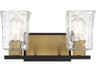 Sidney 2-Light Matte Black Warm Brass Glass Vanity Light