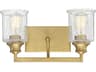 Hampton 2-Light Warm Brass Glass Vanity Light