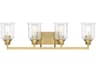 Hampton 4-Light Warm Brass Glass Vanity Light