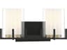 Eaton 2-Light Matte Black Warm Brass Glass Vanity Light