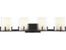 Eaton 4-Light Matte Black Warm Brass Glass Vanity Light