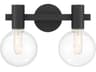 Wright 2-Light Matte Black Glass Vanity Light
