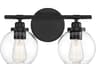 Carson 2-Light Matte Black Glass Vanity Light