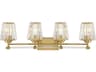 Garnet 4-Light Warm Brass Crystal Vanity Light
