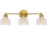 Meridian 3-Light Natural Brass Glass Vanity Light