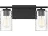 Meridian 2-Light Matte Black Glass Vanity Light
