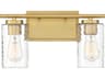 Meridian 2-Light Natural Brass Glass Vanity Light