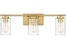 Meridian 3-Light Natural Brass Glass Vanity Light