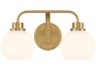Meridian 2-Light Natural Brass Vanity Light